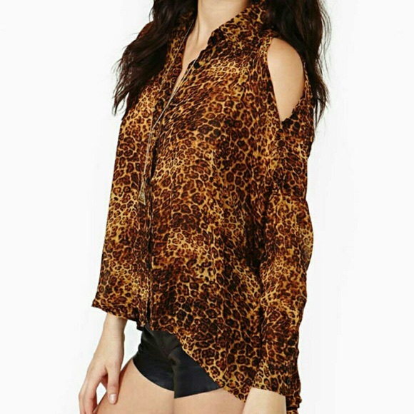UNIF "IT" Shirt Leopard print sheer button up. - Picture 2 of 4